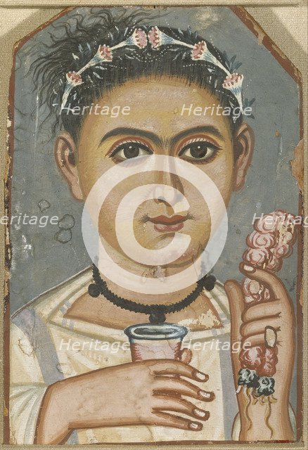 Boy with a Floral Garland in His Hair, ca 200-230. Artist: Fayum mummy portraits  