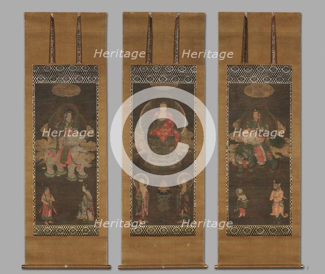 Shakyamuni Triad: Buddha Attended by Manjushri and Samantabhadra, late 1300s. Creator: Unknown.