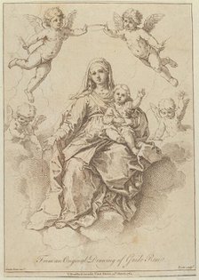 The Virgin seated in the clouds with the infant Christ, surrounded by putti..., 1764. Creator: Giuseppe Zocchi.