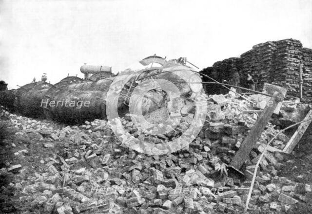 Boiler Explosion near Redcar: portion of a displaced boiler, 1895. Creator: Harold Hood.