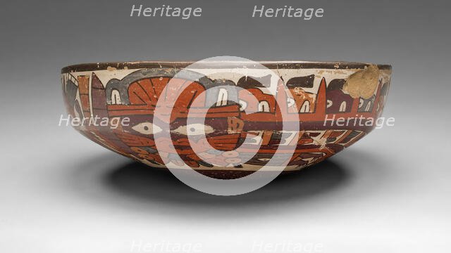 One of a Pair of Matched Bowls Depicting Costumed Ritual Performers, 180 B.C./A.D. 500. Creator: Unknown.