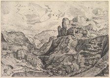 Alpine Landscape with a Deep Valley from The Large Landscapes, ca. 1555-56. Creator: Johannes van Doetecum I.