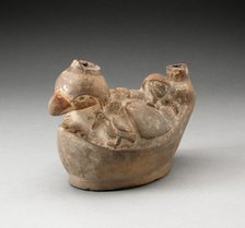 Stirrup Spout Vessel in Form of a Man Laying on a Bird, 100 B.C./A.D. 500. Creator: Unknown.