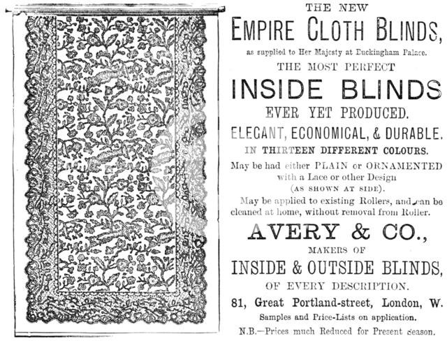 The new Empire Cloth Blinds, 1883. Creator: Unknown.