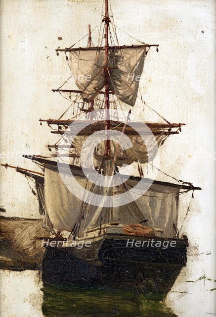 Sketch of a sailing ship  no. 1,  c1867-70. Creator: Petrus van der Velden.