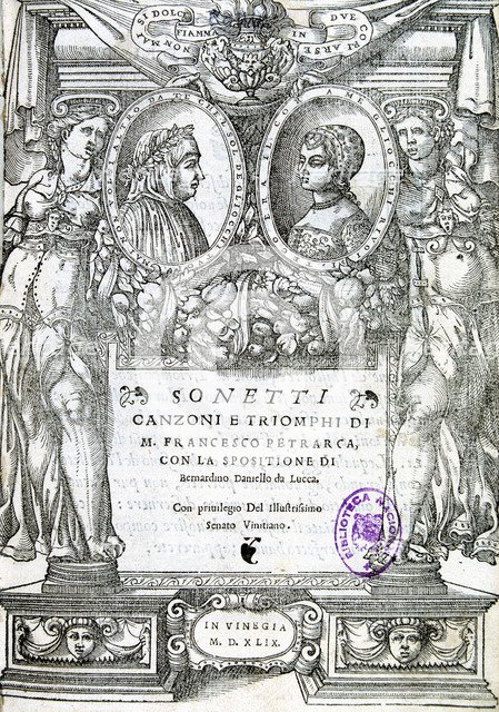 Cover of 'Sonetti. Canzoni e triomphi' by Petrarch. Venice edition, 1540.