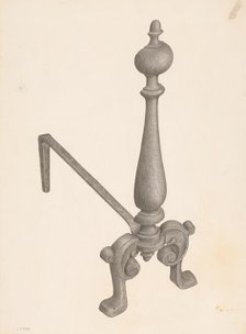 Andiron (one of pair), c. 1940. Creator: Jacob Lipkin.