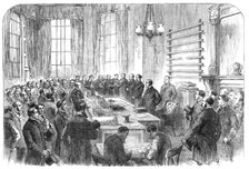 Presentation of the Loyal Irish Address to Mr. Gathorne Hardy, at the Home Office, 1868. Creator: Unknown.