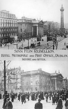 Before and after, Anti-English Irish uprising, Dublin, May 1916. Artist: Unknown