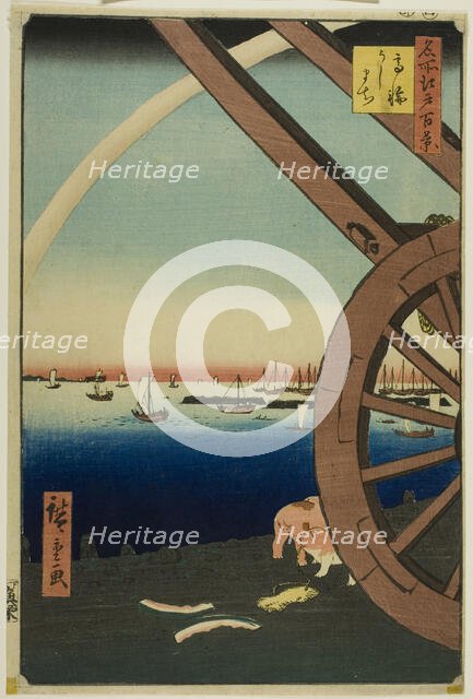 Ushimachi at Takanawa (Takanawa Ushimachi), from the series "One Hundred Famous..., 1857. Creator: Ando Hiroshige.