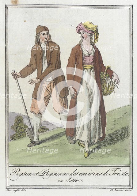 Costumes de Différents Pays, 'Paysan et Paysanne des Environs de Triste, en Istrie', c1797. Creators: Jacques Grasset de Saint-Sauveur, LF Labrousse.