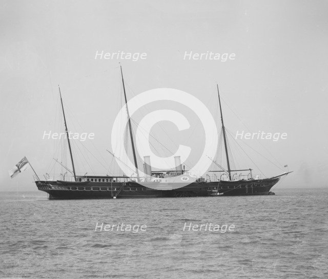 Steam yacht at anchor. Creator: Kirk & Sons of Cowes.