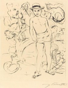 Knabe mit Badehose und Strohhut (Boy Wearing Bathing-Trunks and Straw Hat), 1915. Creator: Lovis Corinth.