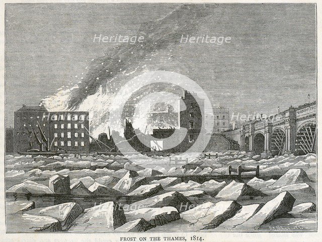 Frost on the River Thames, London, 1814. Artist: Unknown.