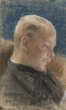 Portrait of the Author Karl A. Tavaststjerna (Portrait of Karl A.Tavaststjerna the Writer), 1885. Creator: Albert Edelfelt.