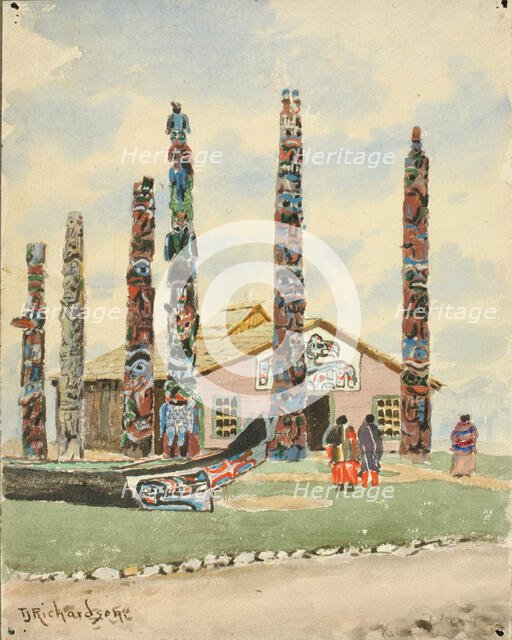 Alaska Building with Totems at St. Louis Exposition, 1904. Creator: Theodore J. Richardson.