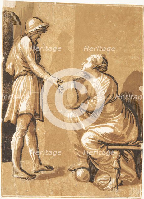 Raphael with his mistress, c1525. Creator: Ugo da Carpi (1480-1532).