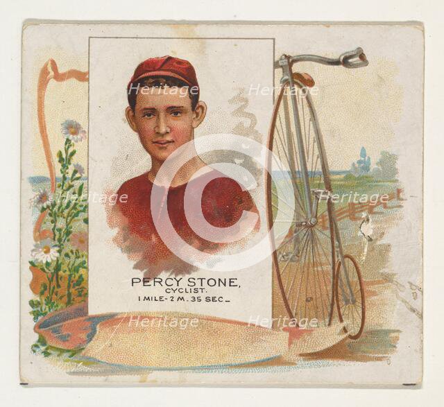 Percy Stone, Cyclist, from World's Champions, Second Series (N43) for Allen & Ginter Cigar..., 1888. Creator: Allen & Ginter.
