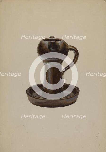 Two Wick Lamp, c. 1940. Creator: Henry Moran.