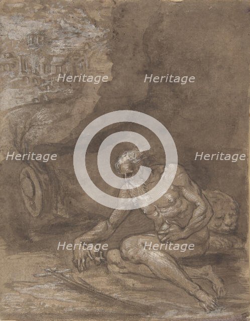 Saint Jerome Praying in a Landscape., 1550-60. Creator: Attributed to Niccolò dell' Abate.