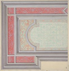 Design for the decoration of a ceiling in strapwork and rinceaux, 1830-97. Creators: Jules-Edmond-Charles Lachaise, Eugène-Pierre Gourdet.