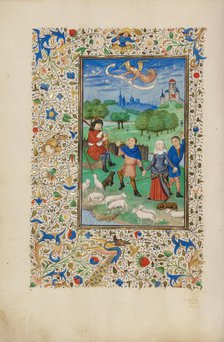 The Annunciation to the Shepherds; Llangattock Hours, 1450s. Creator: Unknown.