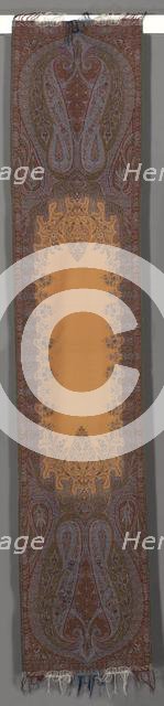 Long Stole with Botehs and Orange Center, 1850-1855. Creator: Unknown.