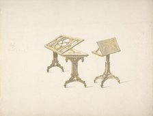 Design for Two Bookstands on Casters, early 19th century. Creator: Anon.