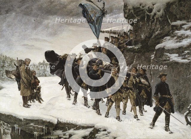 Bringing Home the Body of King Karl XII of Sweden, 1884 / 1878. Creator: Gustaf Cederström.