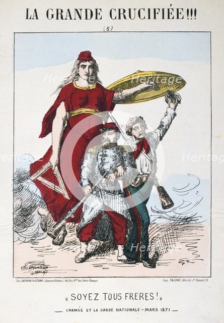 'Soyez les Freres!', allegory of Republican France, 1871.  Artist: E Courtaux