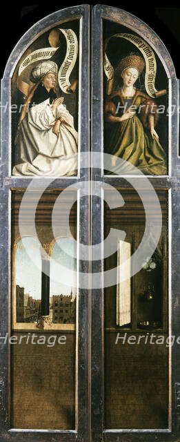 The Ghent Altarpiece. Adoration of the Mystic Lamb: Arched Window with a View..., 1432. Creator: Eyck, Jan van (1390-1441).