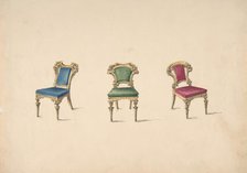 Design for Three Chairs with Blue, Green and Red Upholstery, early 19th century. Creator: Anon.