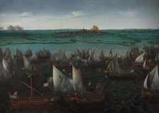 Battle between Dutch and Spanish Ships on the Haarlemmermeer, in or after 1629. Creator: Hendrick Cornelisz Vroom.
