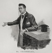 Joseph Chamberlain, British Secretary of State for the Colonies, Birmingham, 12 April 1898.  Creator: Unknown.