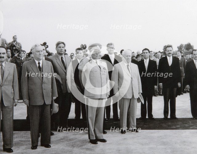 Arrival of the Soviet delegation in Belgrade,Yugoslavia, 26 May 1955.  Artist: Anon