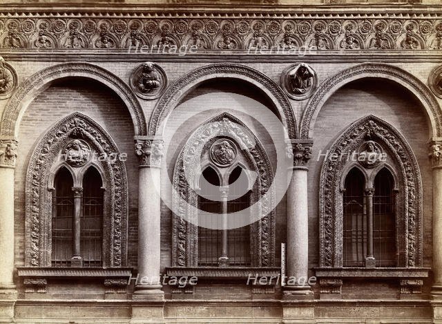 Ospedale Maggiore, Milan: three windows carved with relief sculpture, c1860s. Creator: Fratelli Alinari.