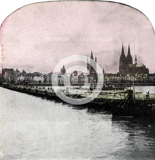The Bridge of Boats across the Rhine, Cologne, Germany, early 20th century. Artist: Unknown