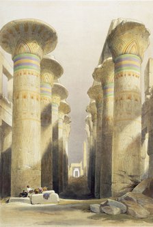 Central avenue of the Great Hall of Columns, Karnak, Egypt, 19th century. Artist: David Roberts
