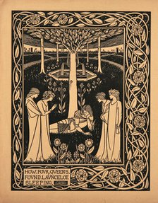 How Four Queens Found Lancelot Sleeping. Illustration to the book Le Morte d'Arthur by Sir Thomas  Artist: Beardsley, Aubrey (1872–1898)