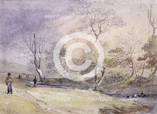 Fleet River, Hampstead, London, 1834. Artist: George Shepheard