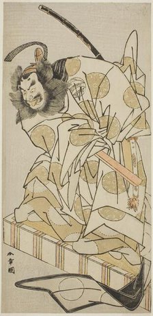The Actor Nakajima Mihoemon II as Bomon no Saisho Kiyotada in the Play Oyafune Taiheiki..., c. 1775. Creator: Shunsho.