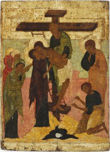 The Descent from the Cross, 16th century. Creator: Russian icon.