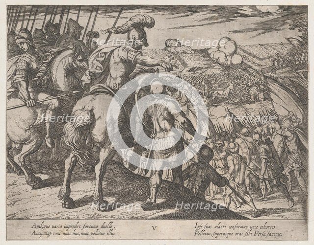 Plate 5: Alexander Directing a Battle, from The Deeds of Alexander the Great, 1608., Creator: Antonio Tempesta.