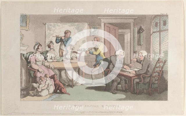 The Social Evening, from "The Vicar of Wakefield", May 1, 1817., May 1, 1817. Creator: Thomas Rowlandson.