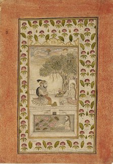 Maharana Sangram Singh II visiting a yogi, 1710-1715. Artist: Unknown.
