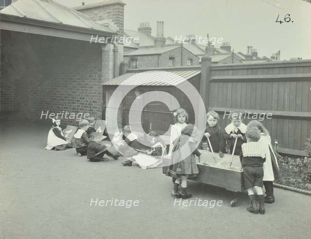 Children in the playground, Southfields Infants' School, Wandsworth, London, 1906. Artist: Unknown.