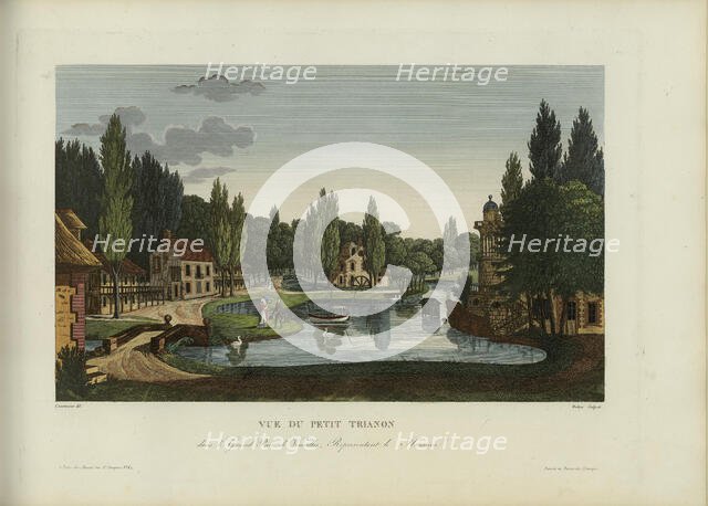 Vue du Petit Trianon, dans le grand parc de Versailles, représentant le Hameau, 1817-1824. Creator: Courvoisier-Voisin, Henri (1757-1830).
