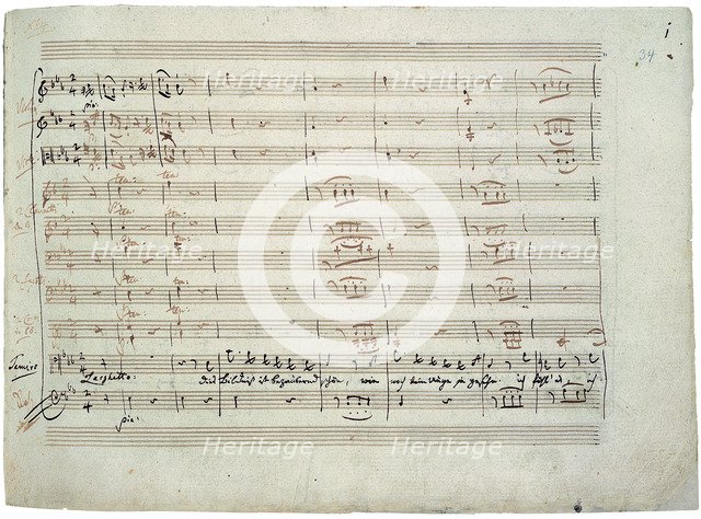 The autograph manuscript: The Magic Flute. Act I aria This portrait is enchantingly beautiful..., 