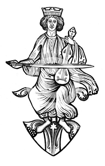 King David playing on a rote, 13th century, (1870). Artist: Unknown