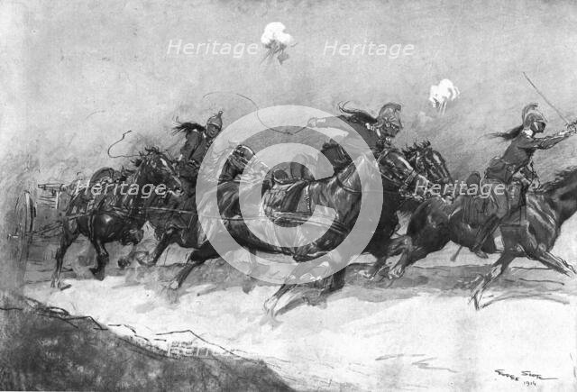 ''Chevauchee Epique; Sous le Feu!', 1914. Creator: Georges Bertin Scott.